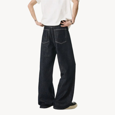 Deep Blue Straight Leg Casual Jeans